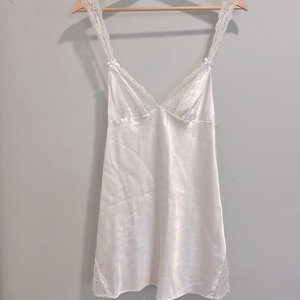 VS White Satin and Lace Chemise